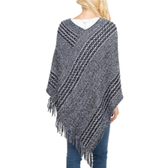 Poncho Sweater With Fringe - Picture 2 of 13
